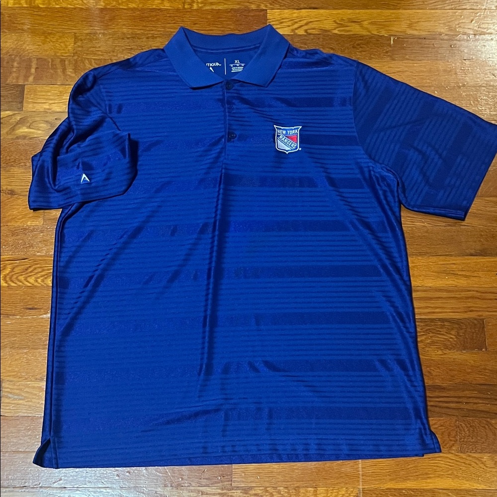 Navy Blue Polo Shirt with Embroidered Logo NY RANGERS XL MENS